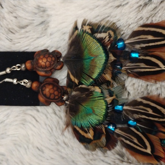 Handmade feather earrings - Picture 2 of 8